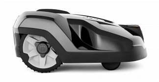 Melns Husqvarna zāles pļāvējs robots – Automower 420 modelis, skats no labās puses